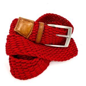 Peter Millar Red Braided Cord Preppy Belt